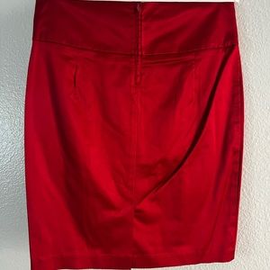 Red silky/satin over the knee skirt